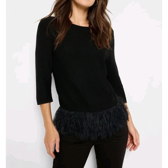 Nic + Zoe Feather Fringe Sweater Womens Size Medium Soft Fall Winter Soft Boho